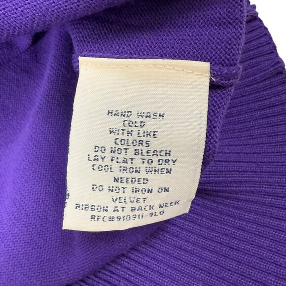 Vintage Cardigan Sz 2X Purple V-Neck 3/4 Sleeve Rhinestone Button Front Sweater - Picture 9 of 9